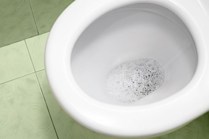 Bathroom cleaning, toilet cleaning Perfect cleanliness The process of flushing the toilet